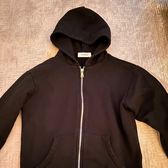 SPRWMN Black classic zip-up hoodie - Picture 1 of 4